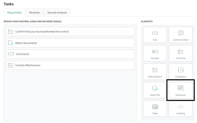 Datasheet in control editor