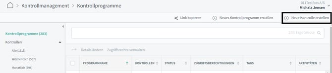Neue kontrolle erstellen
