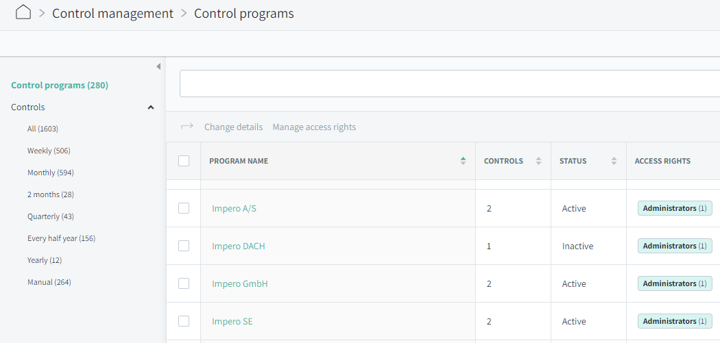 Set up Control Management